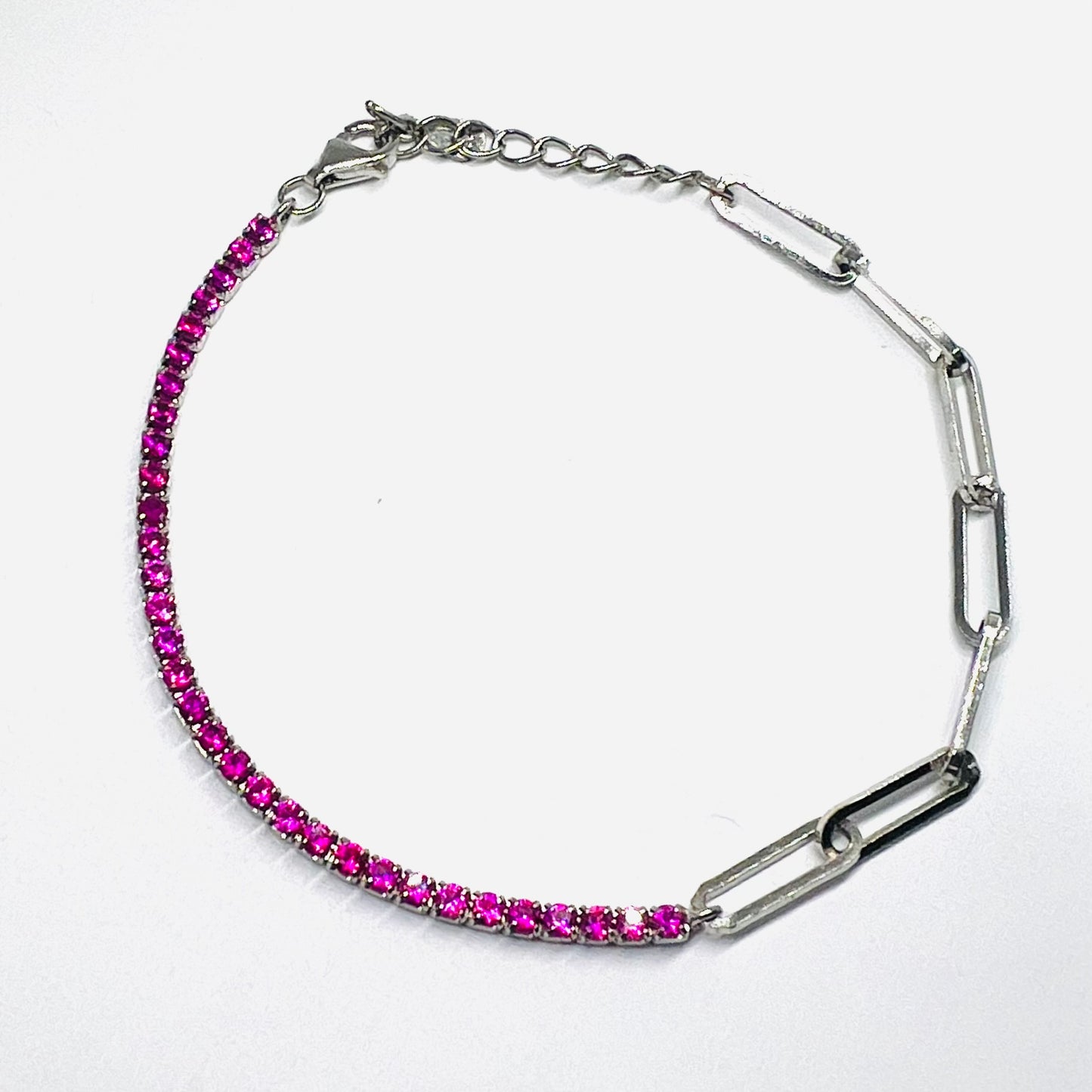 PULSERA TENIS Y CLIP PLATA